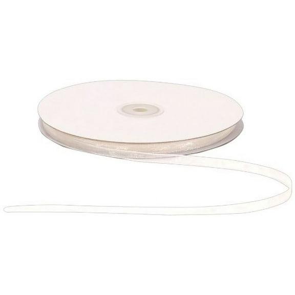 Offray Monofilament Edge Simply Sheer Asiana Craft Ribbon, 5/8-Inch Wide by 100-Yard Spool, Antique White