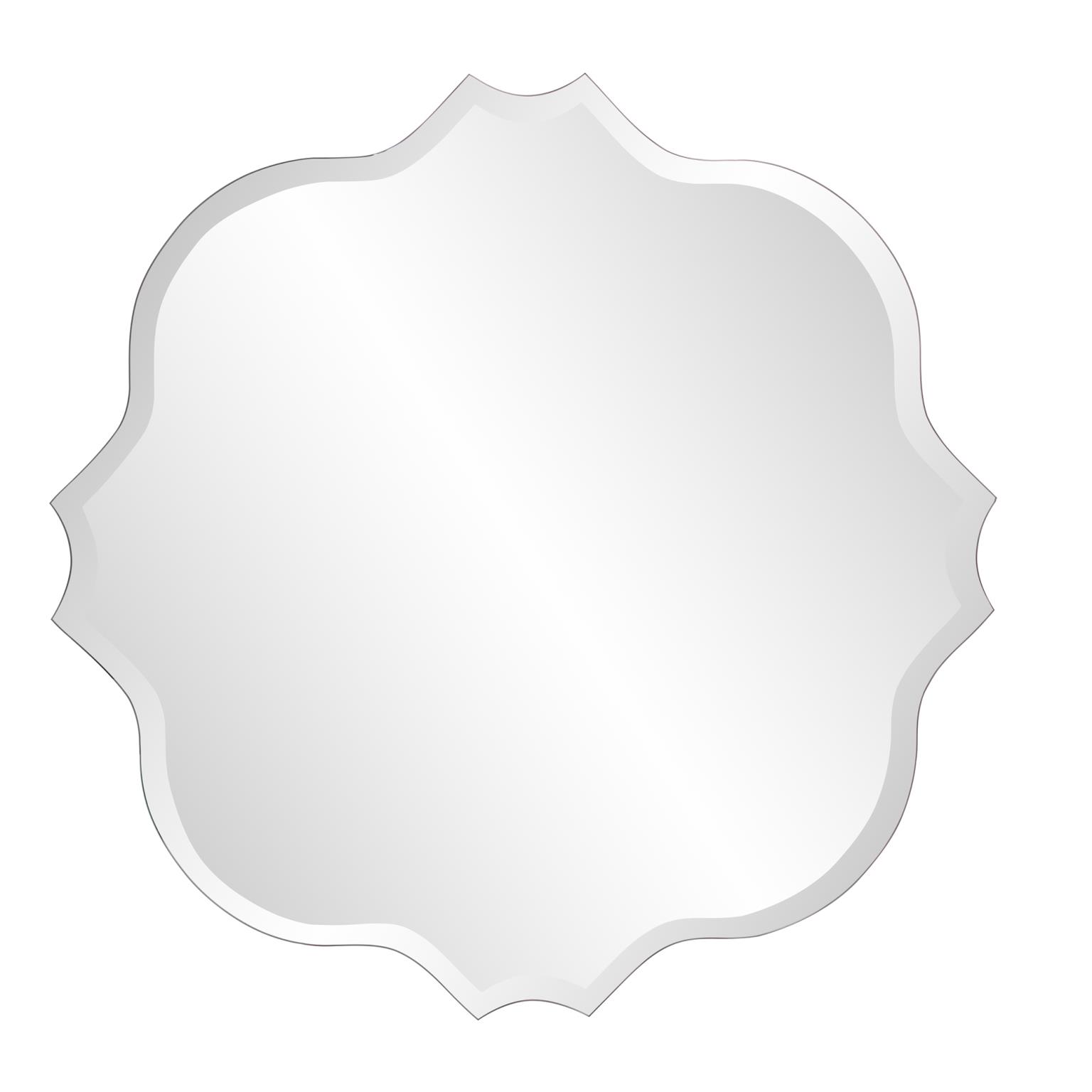 Tyler Dillon Frameless Beveled Mirror with Scalloped and Curved Edges - 36"D