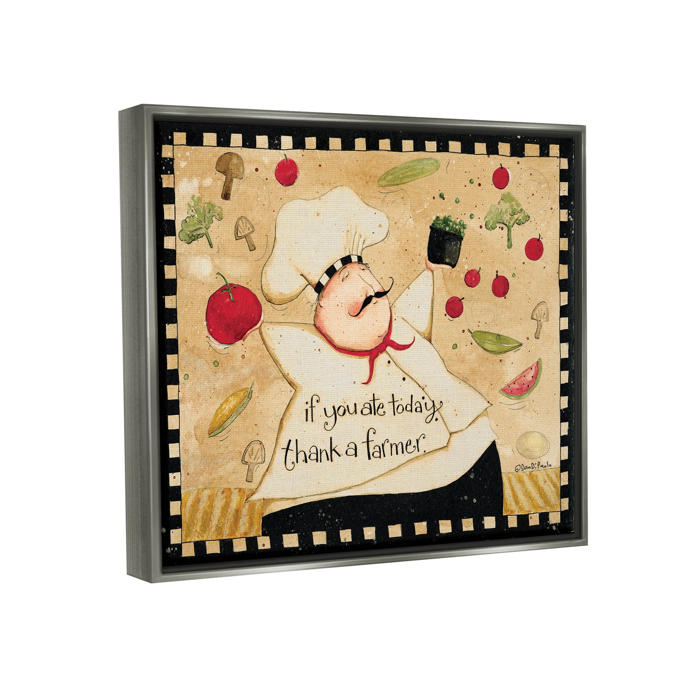 Thank A Farmer Vintage Produce Food & Beverage Graphic Art Luster Gray Framed Art Print Wall Art