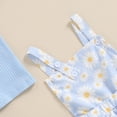 thumbnail image 5 of Kids Toddler Baby Girl Summer Outfits Short Sleeve T Shirts Tops Floral Daisy Tiered Ruffle Overall Dress Set 18M 2T 3T 4T 5T 6Y, 5 of 7
