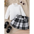 thumbnail image 3 of hirigin 2PCS Kids Girls Spring Outfits, Long Sleeve Mock Neck Tops + Belted Skirt Set, 3 of 9