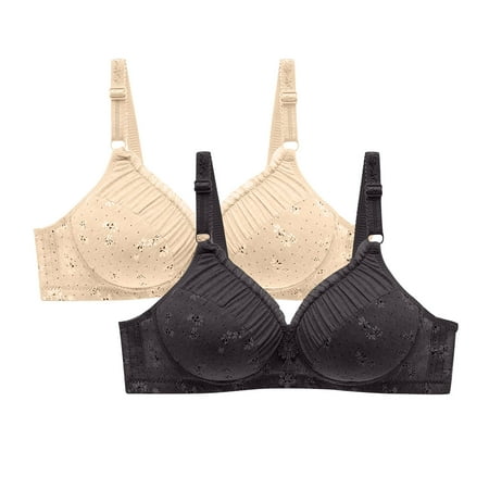 Gnurob 2 Pack Bralette for Women Wireless Bralettes Bras Beauty Back Bra Adjustable Straps Underwear Full Support Brassiere Cozy Breathable lingerie Clearance Saving Green 42/95