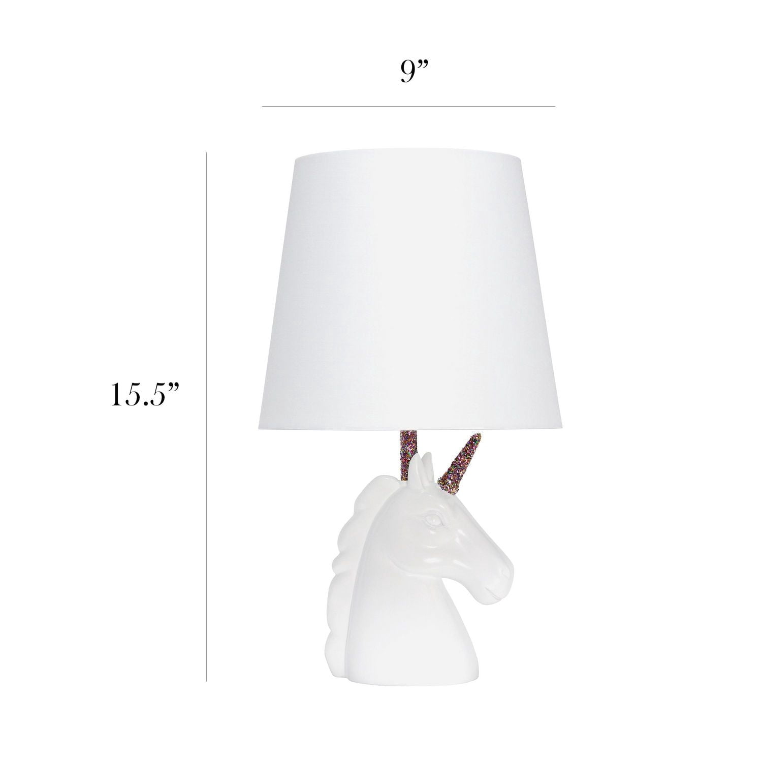 Simple Designs Sparkling White Unicorn Table Lamp