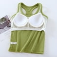 thumbnail image 5 of LYEAA Tank Top with Built in Bra Padded Sleeveless Crew Neck Basic Summer Casual Cropped Undershirt Solid Racerback Beach Pullover Vest Breathable Soft Loungewear Womens Going Out Clothes Green L, 5 of 6