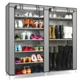 thumbnail image 1 of Double Rows 9 Lattices Shoe Rack Organizer, 42.13" x 11.02" x 44.09" Wall Bench Shoe Cabinet with doors for Home, 1 of 5