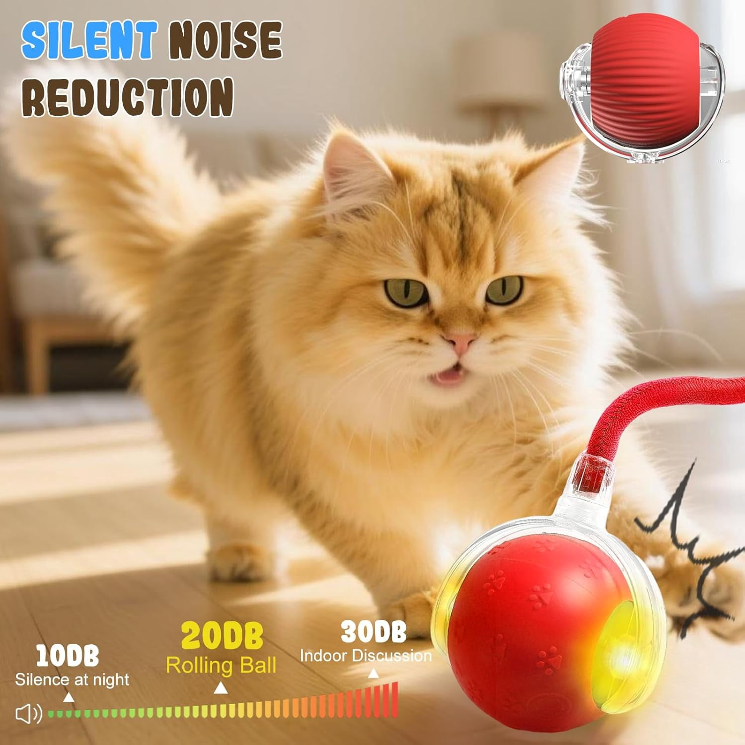 2026 2PCS New Interactive Cat Toy Balls, Upgraded Cat Toy Ball for Bored Indoor Adult Cats, Interactive Pet Ball for Cats (Red+Yellow)