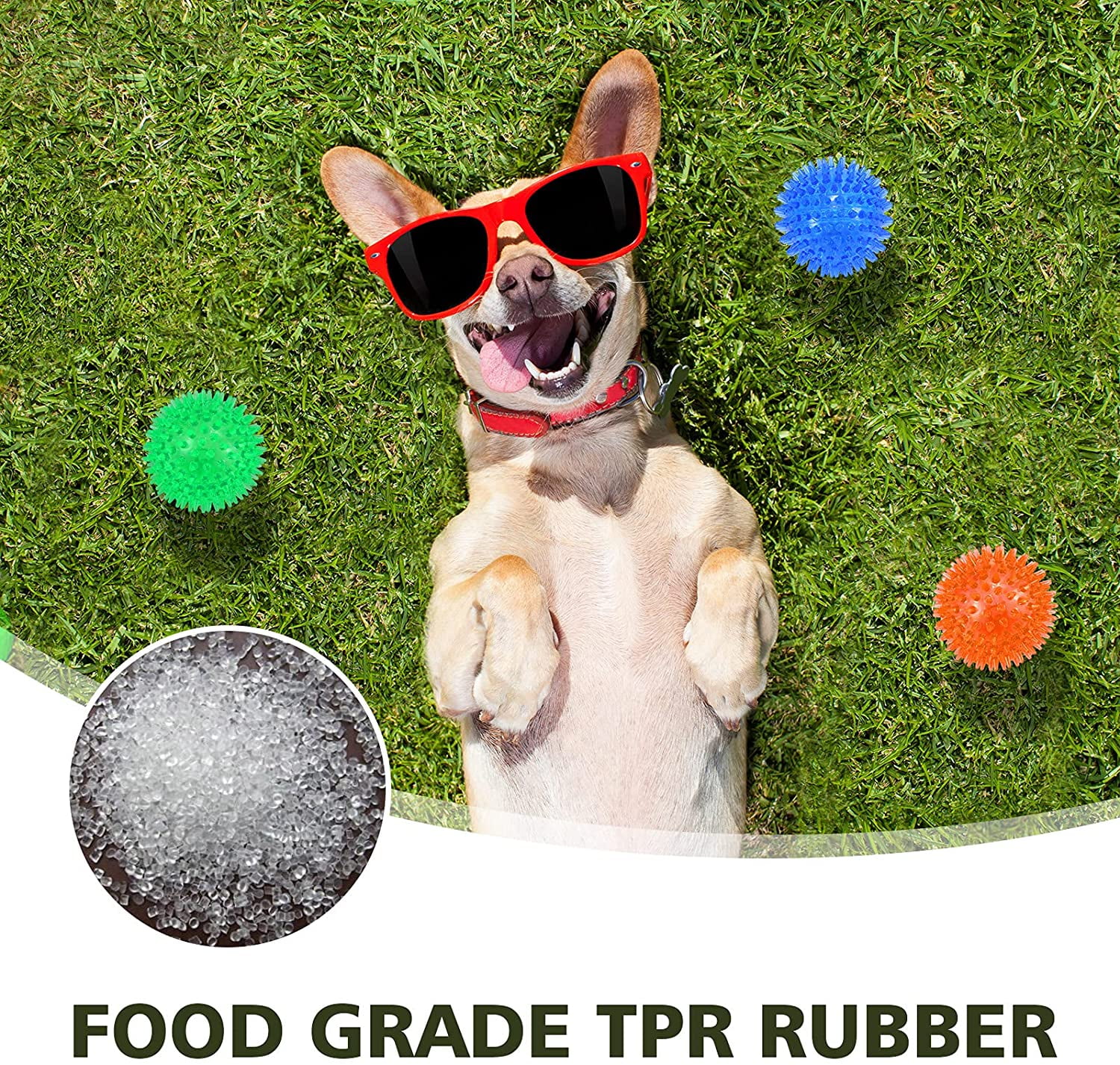 3-Pack 3.5” Squeaky Dog Toy Balls, Floating Dog Pool Balls, Spiky Dogs Balls Water Toys, Durable Interactive Fetch Toys for Puppy, Dog Chew Toys for Teething (3.5", Medium/Large Dog)