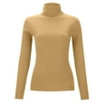 thumbnail image 3 of Fiaer Turtleneck Sweater for Women Plus Size Long Sleeve Warm Solid Color Trendy Lightweight Casual Knit Tops Gold XL, 3 of 4