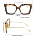 thumbnail image 3 of Oversized Square Blue Light Blocking Glasses Eye Strain Glare Pearl Inlay Arm Cat Eye Fashion Eyewear B2639, 3 of 4