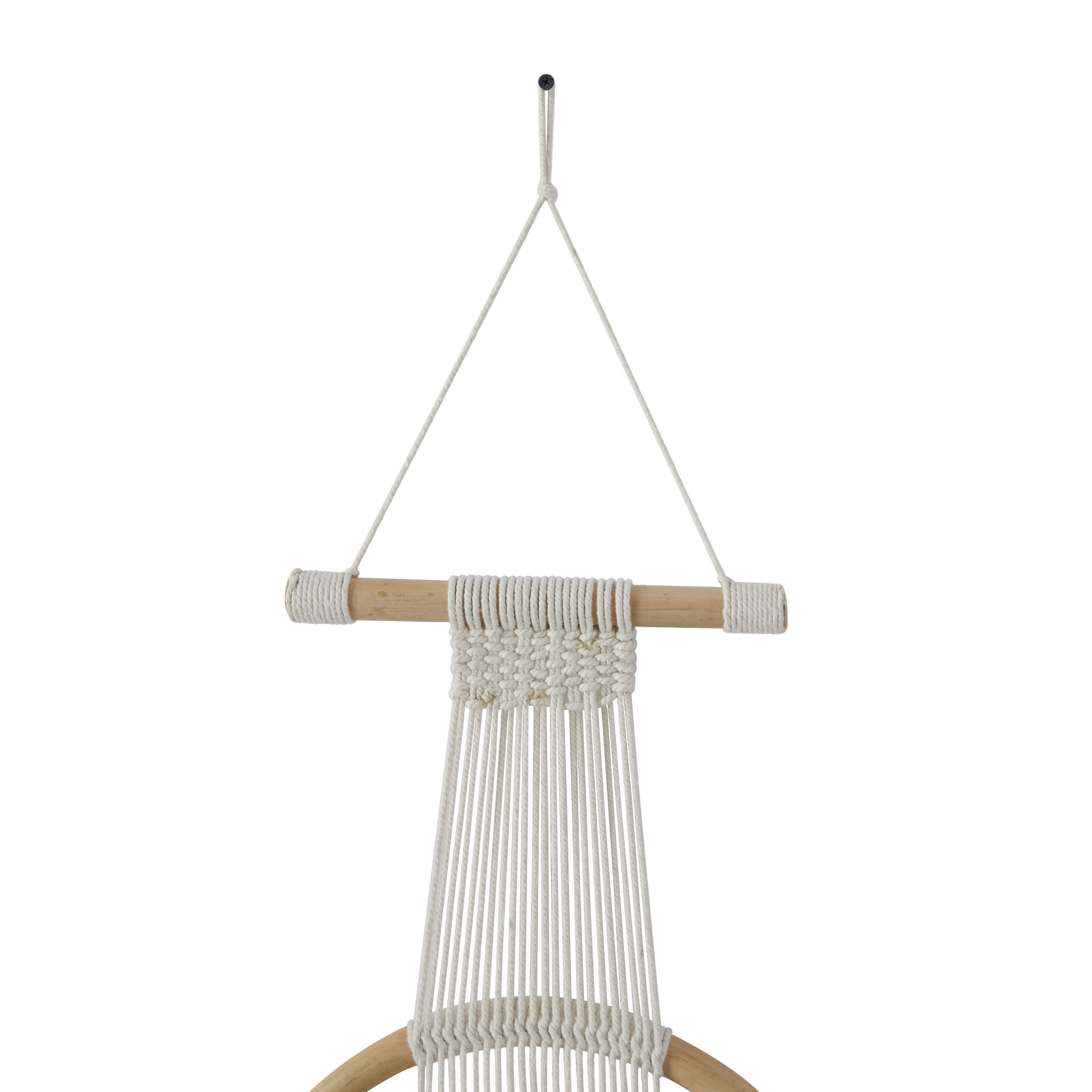 CosmoLiving by Cosmopolitan Black Cotton Fabric Macrame Handmade Intricately Weaved Home Wall Decor with Fringe Tassels, 13" x 1" x 67"