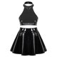 thumbnail image 4 of Top corto de charol para mujer con falda acampanada con cremallera Invisible, traje de baile en barra, ropa para discoteca, traje de fiesta Rave, 4 of 4