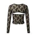 thumbnail image 4 of Womens Sets 2 Piece Outfits Lace Bolero Shrug See Through Floral Cardigan Long Sleeve Sheer Mesh Crop Y2K Tops, 4 of 5