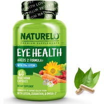 NATURELO Eye Vitamins - AREDS 2 Formula Nutrients with Lutein, Zeaxanthin, Vitamin C, E, Zinc, Plus DHA - Supplement for Dry Eyes, Healthy Vision, Eye Support - 60 Vegan Capsules