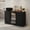 Black, variant on Demi Bonn 53" Fluted Bar Cabinet with Built-in Fridge Nook (Fridge Not Included), 3-Tier Adjustable Shelves, Multi-Port Charging Station & Stemware Rack, Kitchen Sideboard, Walnut