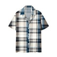 thumbnail image 6 of Handshe Mens Button Up Shirts Short Sleeve Plaid Printed Lapel Dress Shirt Vintage Classic Bowling T-Shirts, 6 of 6