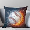 thumbnail image 4 of Funny 3D Baseball Throw Pillow Covers Cool Water with Fire Pattern Soft Decorative Throw Pillowcase Indoor/Outdoor Square Pillow Cover Cushion Case for Couch Sofa Kids Bedroom Car (16in x 16in), 4 of 6
