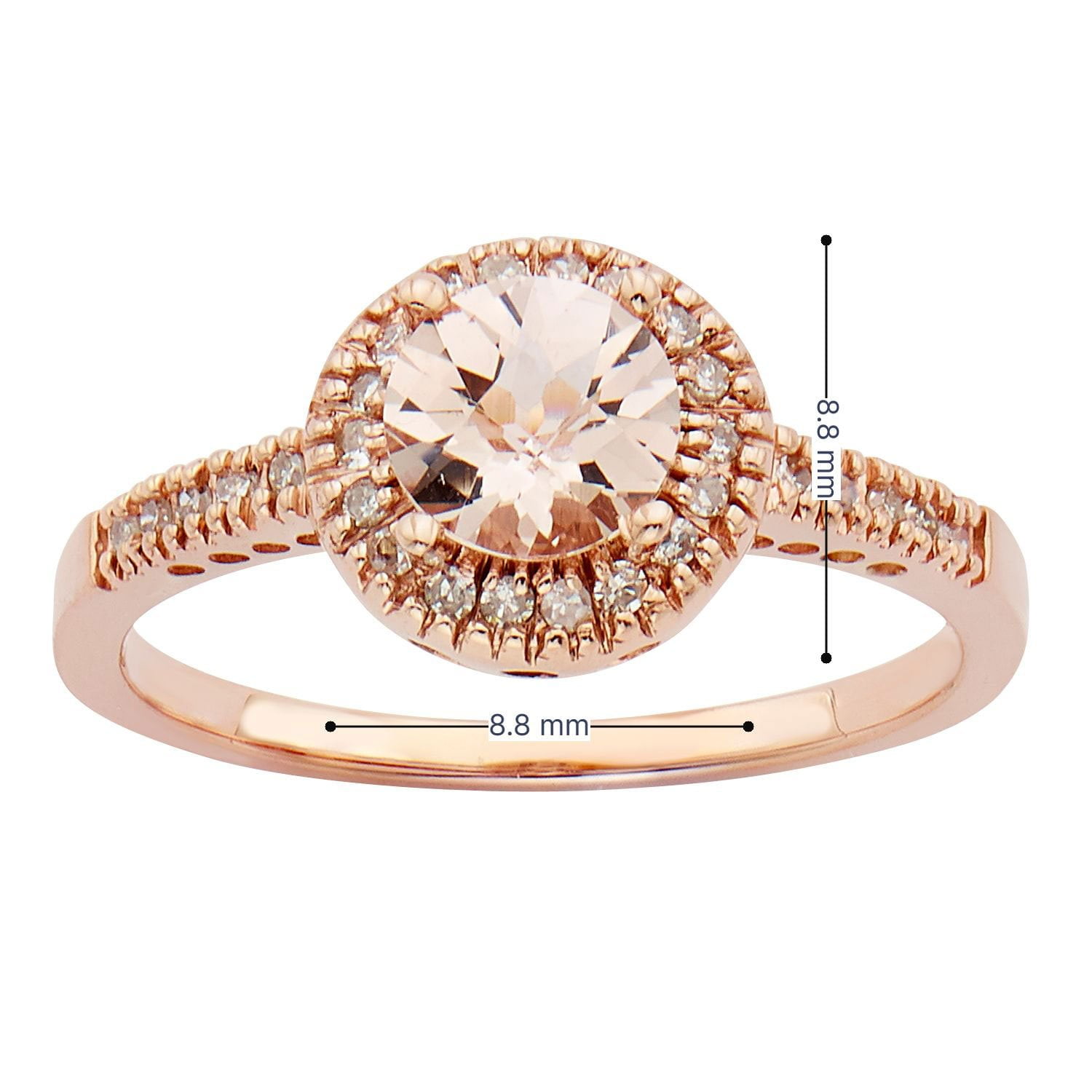 Round Cut Gemstone & 0.13 CT. T.W. Halo Diamond Ring in 14K