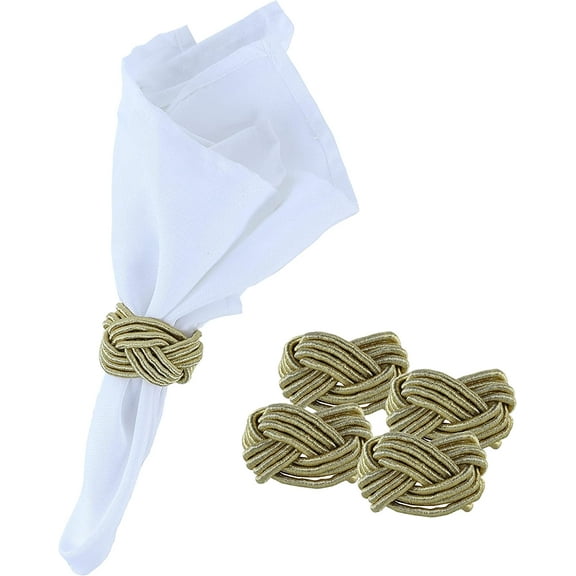 Servette Home Gold Braided Rope Napkin Synthetic Rings - Set of 4