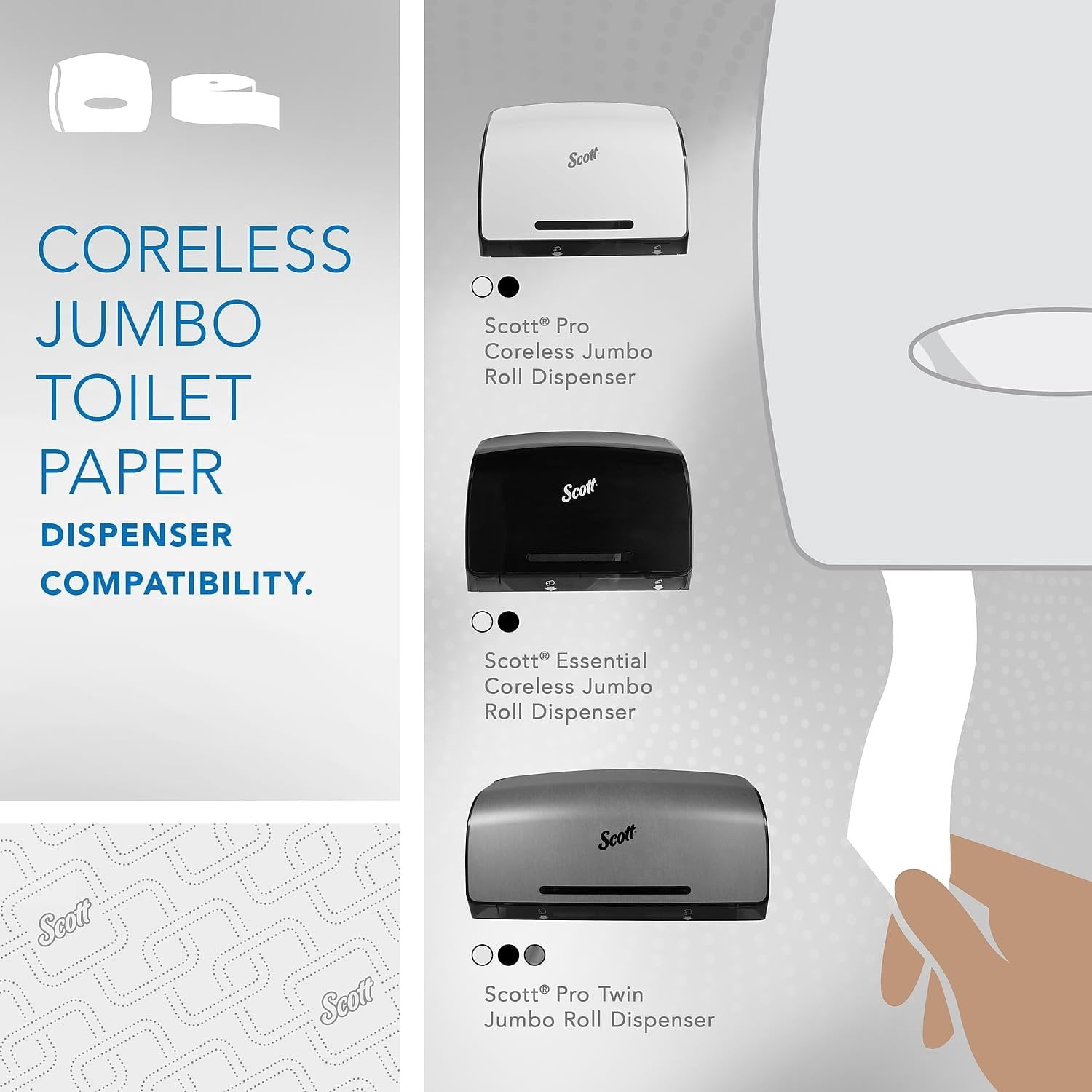 Kimberly-Clark JRT Jr. Coreless Toilet Paper Rolls - 2-Ply, Jumbo, 12 Rolls/Carton — Residential Use, Standard Application