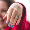 thumbnail image 5 of 0.525 ctw Statement Anniversary Ring for Women | Round Cut Simulated Turquoise | Hyperallergenic Solid 18K Rose Gold, 5 of 5