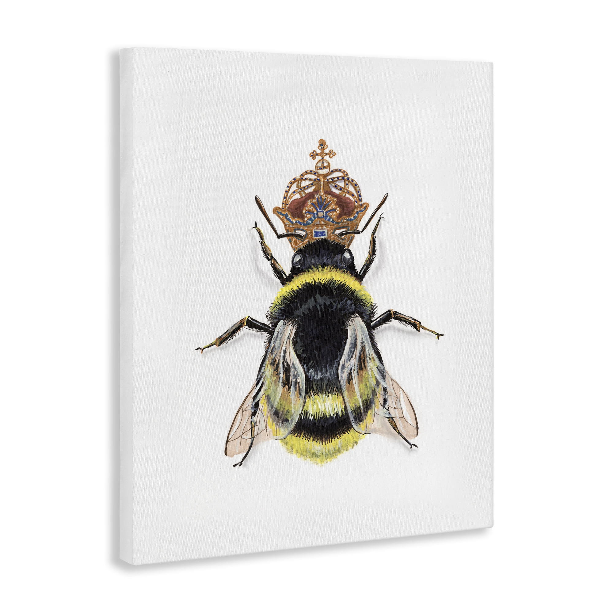 Stupell Industries Queen Bee with Crown Animals & Insects Painting Gallery Wrapped Canvas Art Print Wall Art, 36 x 48