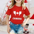 thumbnail image 2 of Gbsyewxs Girls Tshirts Short Sleeve Crew Neck Canada Flag Print Loose Summer Shirts For Kids Red Size 12-13 Years, 2 of 4