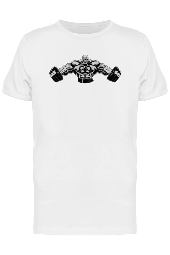 Muscular Bodybuilder B&W T-Shirt Men -Image by Shutterstock, Male Large