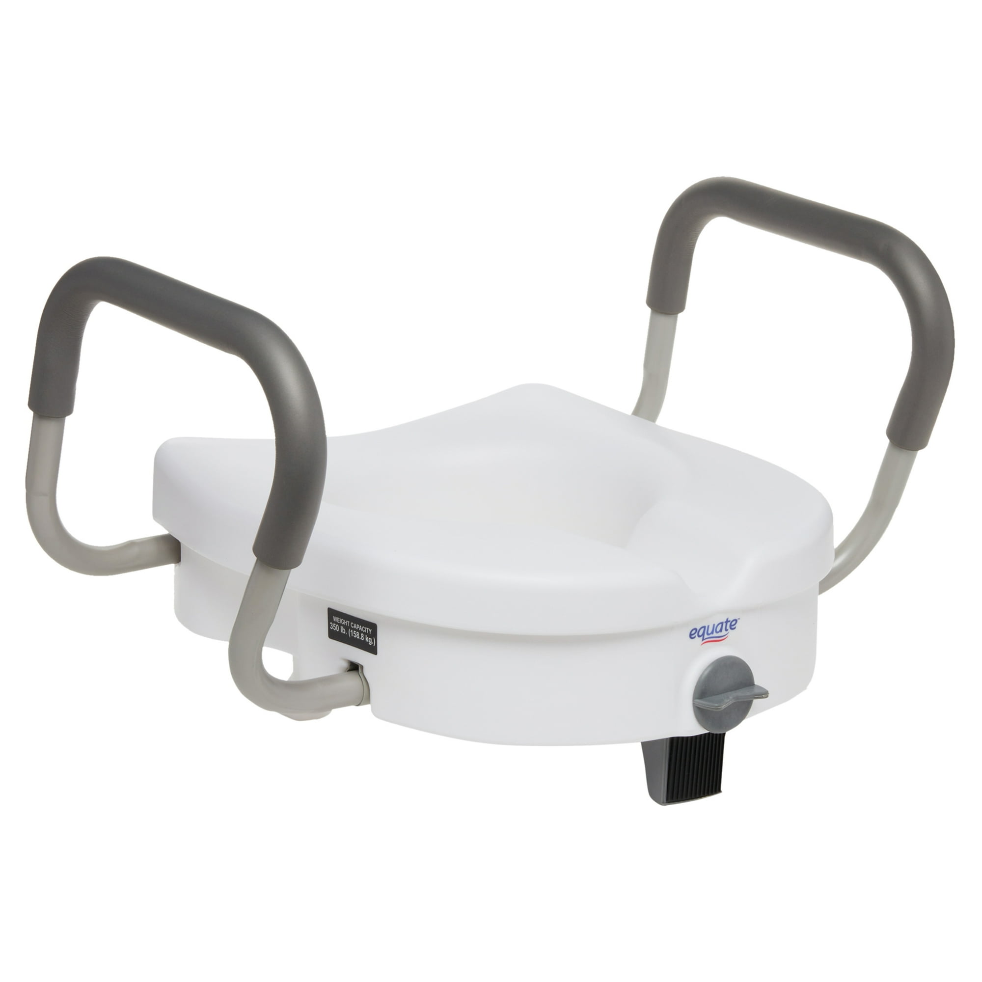 Equate 5 in Raised Toilet Seat with Adjustable Handles and Lock, White, 350 lb Weight Capacity