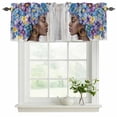 thumbnail image 2 of 2 Pack Valances for Windows, Black African Women Window Valances for Living Room/Bedroom/Bathroom, Spring Floral Butterfly Retro Wooden Light Filtering Kitchen Curtain Valance 42"W x18" L, 2 of 9