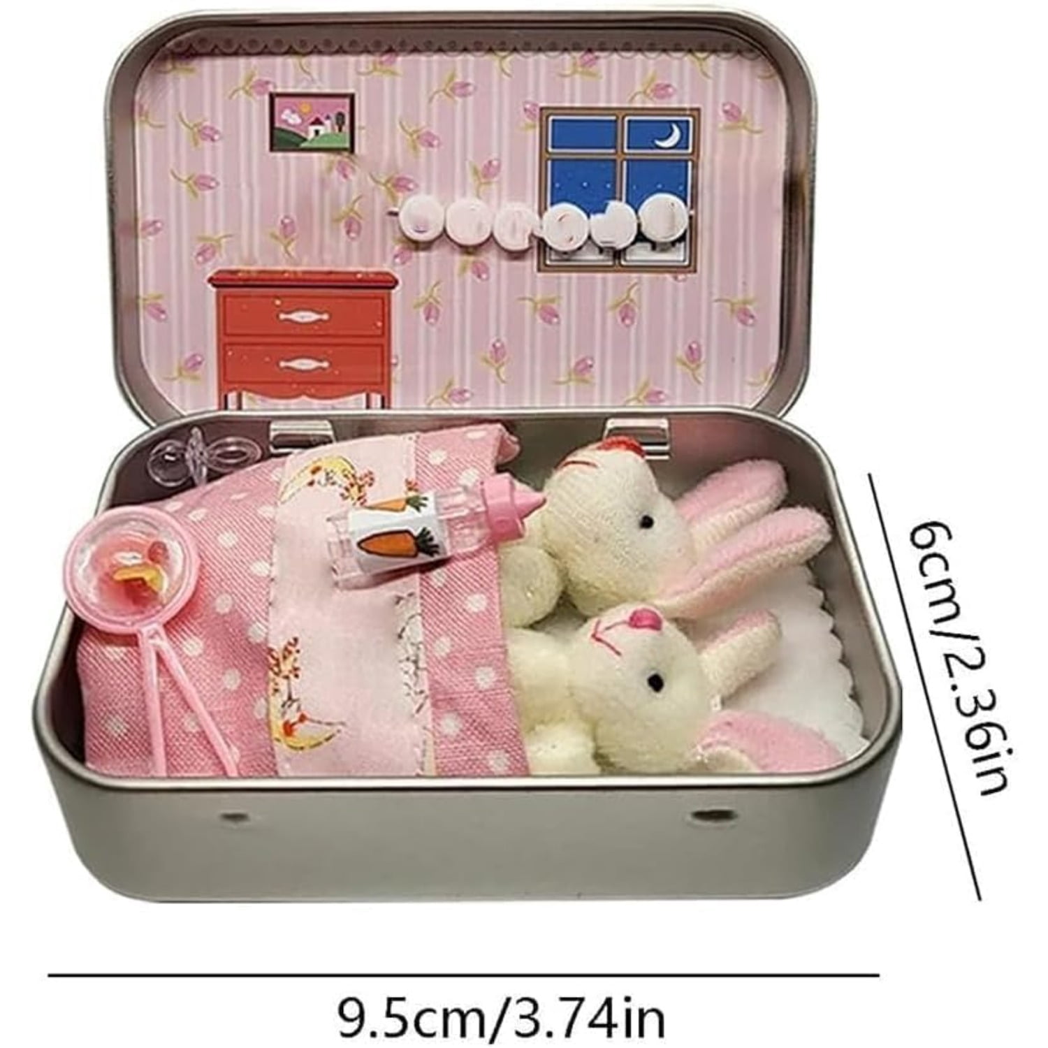 Little Pocket Bunny in Box, Mini Bunny Hug, Cute Easter Basket Stuffer, Easters Baskets Decorative Boxes, Personalised Mini Plush House