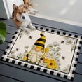 thumbnail image 3 of Spring Gnomes Entryway Rug 2'x3'&nbsp; Non Slip Front Door Mats, Farmhouse Bees Flowers Black White Plaid Entrance Rugs Indoor Outdoor Carpet, Washable Floor Mats Small Area Rug for Bedroom Kitchen, 3 of 8