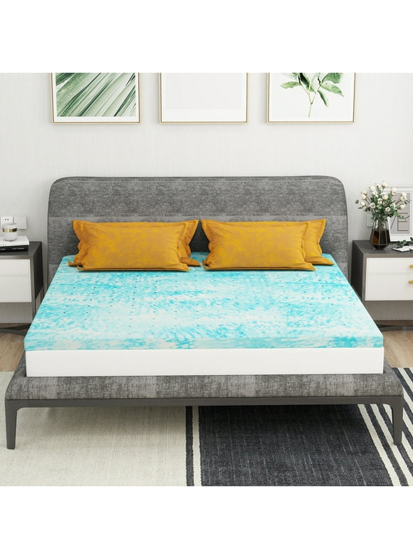 3 inches King Size Cooling Gel-infused Memory Foam Mattress Topper for Pressure Relief