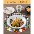 thumbnail image 3 of 13 Inch Round Placemats Set of 6, Christmas Snowman Non Slip Heat Insulation PP Table Mats, Black White Plaid Snowflake Pine Tree Washable Place Mats for Kitchen Dining Party Table Decor, 3 of 7