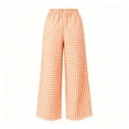 thumbnail image 4 of Bosfbaoi Pants for Women Gingham Plaid Pleated High Waist Wide Leg Womens Pants with Side Pockets Lightweight Casual Vacation Trousers, 4 of 8