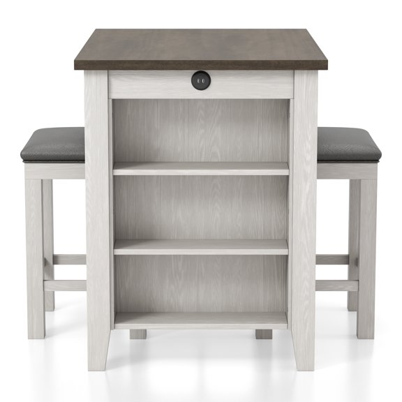 Furniture of America Maran 3-Piece Counter Height Dining Set, White