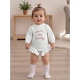 thumbnail image 5 of BemeyourBBs Baby Girl Sweater Romper Spring Fall Winter Clothes Letter Embroidery Round Neck Long Sleeve Ruffled Knit Jumpsuit, 5 of 9