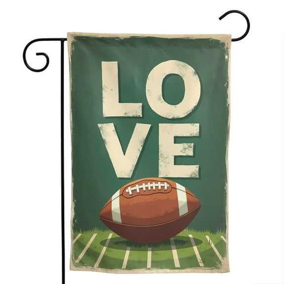 Love Football Polyester Garden Flag 12.5x18 Inch - Double-Sided Sports Game Outdoor Yard Seasonal Banner