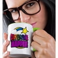 thumbnail image 2 of 3drose, Shooting Star Rainbow Awesome Napper, 11oz Two-tone Green Mug, 2 of 6