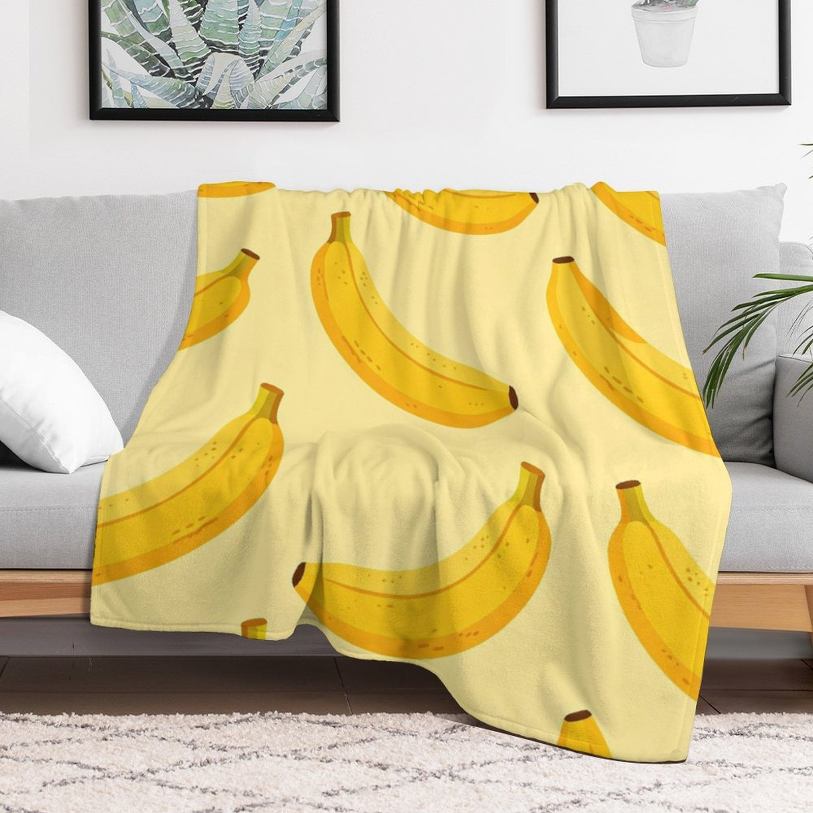 Banana Throw Blanket UltraSoft Lightweight Flannel All Season Couch Bedspread Decor Perfect Gift For Women, Men Birthday Present Home, Travel Multiple Sizes