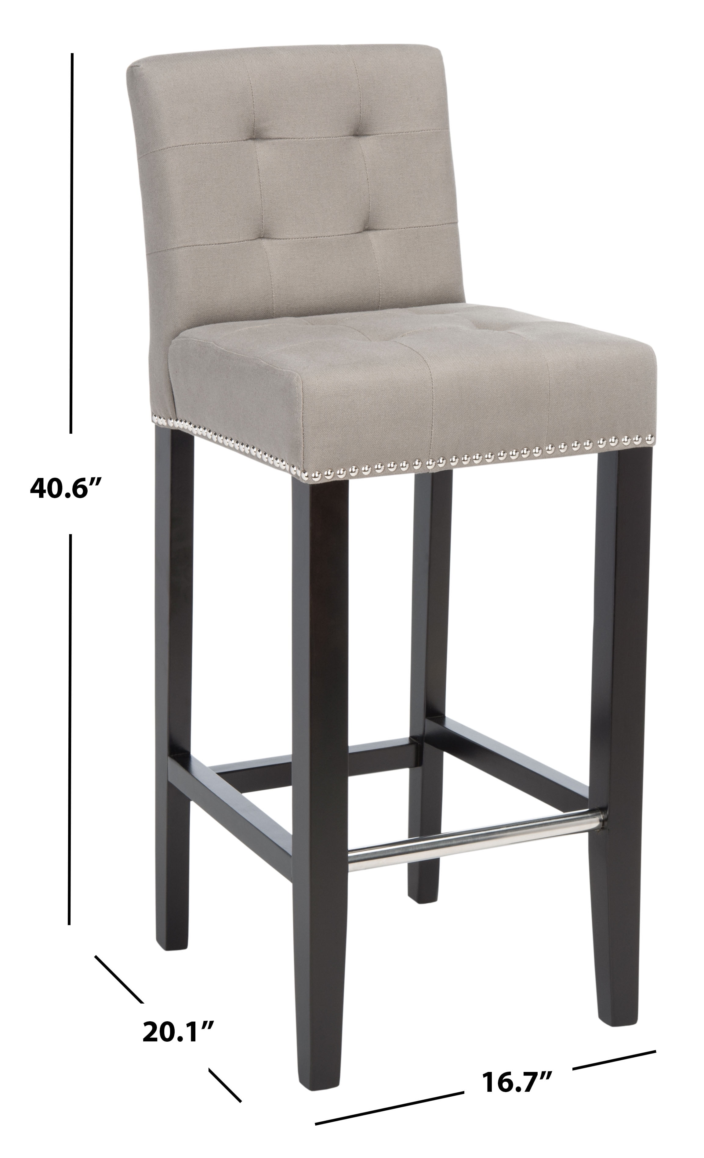 SAFAVIEH Thompson Rustic Glam Tufted Bar Stool with Footrest, Sea Mist