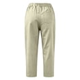 thumbnail image 6 of VBVC Women's Cotton Linen Cuffed Chino Pants , Straight Leg Trousers For Women , Ladies' High Waisted Work Pants with Pockets, Khaki , S-3XL, 6 of 7