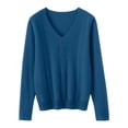 thumbnail image 5 of MVRLSH Women's Oversized Sweaters for Women Lightweight Wool Knit V Neck Long Sleeve Casual Loose Pullover Fall Fashion Tops Cardigan Sweater Blue - XXL, 5 of 6