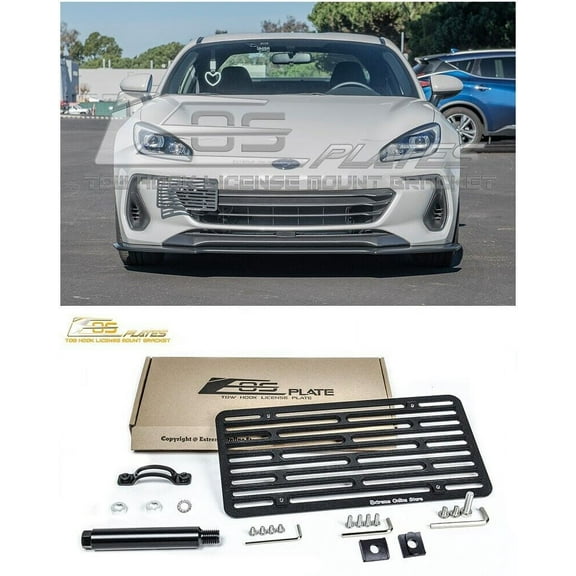 Extreme Online Store Replacement For 2022-Present Subaru BRZ ZD8 Models | EOS Plate Version 2 Full Sized Front Bumper Tow Hook License Relocator Mount Bracket Tow-617-V2