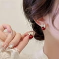 thumbnail image 5 of Christmas Earrings for Women Pearl Bow Earrings Xmas Holiday Christmas Jewelry Gifts Outfits Stocking Stuffers 2025, 5 of 13