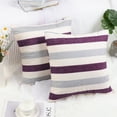 thumbnail image 4 of PiccoCasa 18"x18" Decorative Throw Pillow Cover Striped Cushion Case, Purple and White, 4 of 7