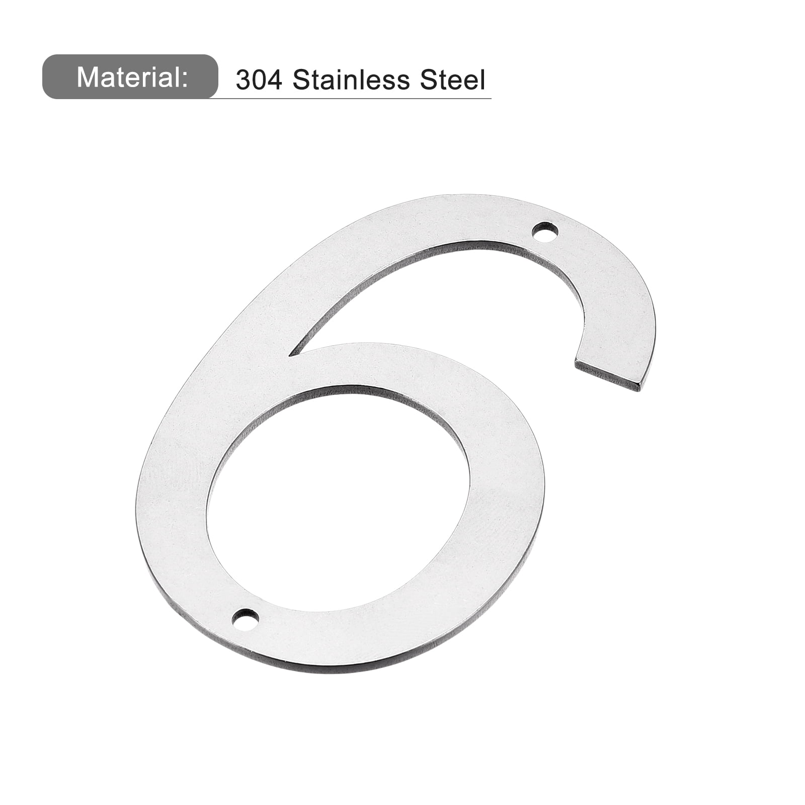 Chiffre 6 En Acier Inoxydable Brossé – 15 Cm, Pour Porte Ou Boîte Aux Lettres