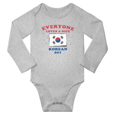 

Everyone Loves a Nice Korean Boy Baby Long Slevve Bodysuit Outfits (Gray 3-6 Months)