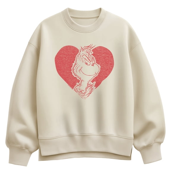 The Grinch - Heart Women's Oversized Fleece Crew Sweatshirt