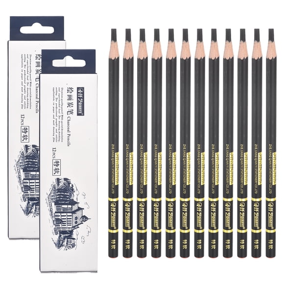Lápices de Carbón S.Suave Uxcell para Dibujo, Set de 24 Pzs de Lápices de Carbón Profesionales