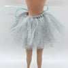 12 Inch Doll Handmade Glitter Gray Fringe Ballerina Tutu Skirt w Pistacho Ribbon